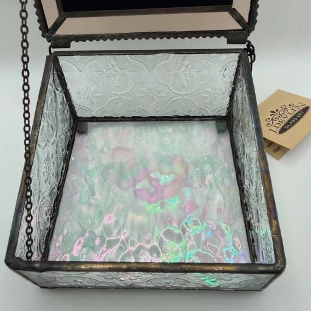 J. Devlin Art Beveled Stained Glass Photo keepsake Jewelry Trinket Box Frame